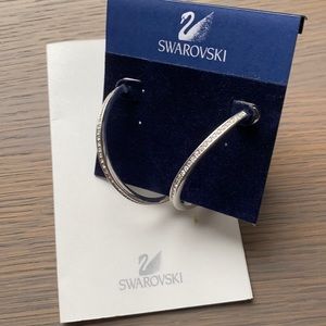 Swarovski Silver Tone Hoop Earrings